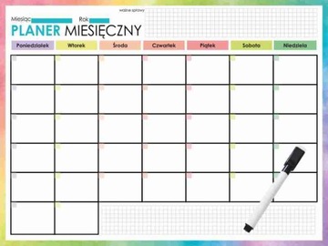 Planer miesięczny MAGNETYCZNY + Pisak GRATIS