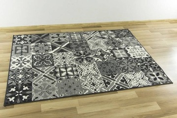 90x200 см СЕРЫЙ ГРАФИТОВЫЙ КОВЕР LUNA Patchwork СЕТОЧНАЯ ПЛИТКА
