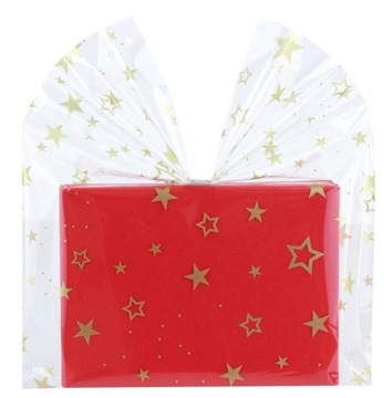 Декоративные пакеты из ЦЕЛЛОФАНА РОЖДЕСТВЕНСКИЕ ЗВЕЗДЫ 20х35 25 Г