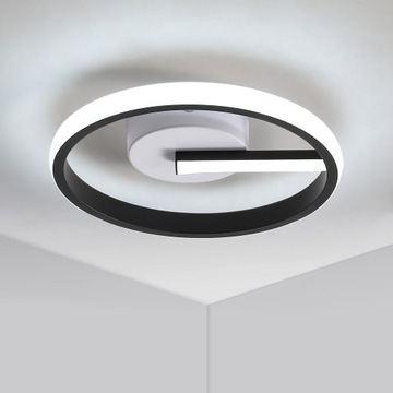 LAMPA SUFITOWA PLAFON LED OKRĄGŁY CZARNA 6500K NOWOCZESNA DO SALONU