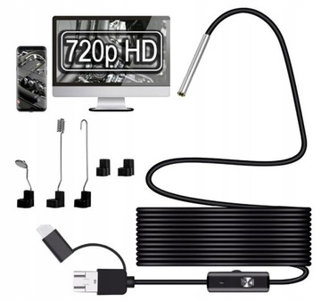 ENDOSKOP Kamera inspekcyjna HD 5m 6 diod LED Android USB-C DO RUR SILNIKA