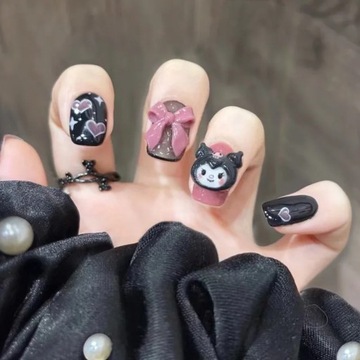 Sanrioed Kuromi Маникюрный патч Поддельные патчи для ногтей Съемный кусок ногтя
