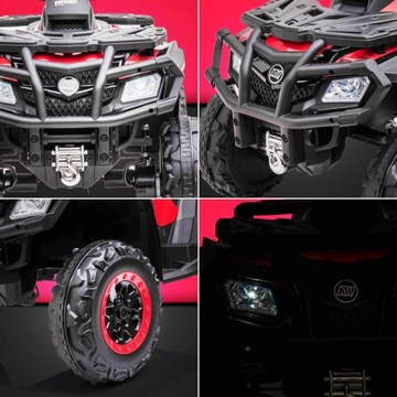 АККУМУЛЯТОР QUAD 4X4, 24 В, 7 Ач, BLUETOOTH, 4 x 80 Вт, КОЖАНЫЕ КОЛЕСА из МЯГКОГО ЭВА