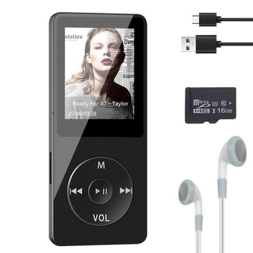 ODTWARZACZ MP4 MP3 DYKTAFON RADIO FM 16GB BLUETOOTH 5.0 HiFi + SŁUCHAWKI