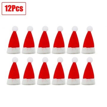 6/12 sztuk czapki bożonarodzeniowe Mini Lollipop czapki świętego mik~74578