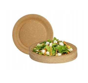 TALERZE PAPIEROWE brązowe 23cm nature eco kraft talerz fi23 50szt.