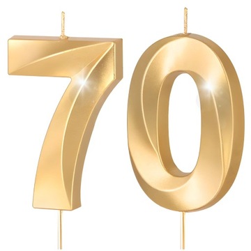 Świeczki urodzinowe na tort 70 siedemdziesiąt złote cyfry urodziny