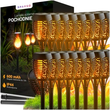 LAMPA SOLARNA Ogrodowa LAMPKI LED DO OGRODU WBIJANE POCHODNIA PŁOMIEŃ 52cm