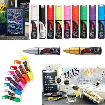 UNI MARKER KREDOWY CHALK KREDA PWE-8K ZESTAW 11KOL