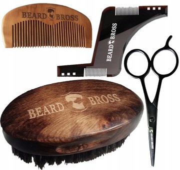 Триммер для бороды, косметическая кисть, масло, большой набор, расческа, ножницы