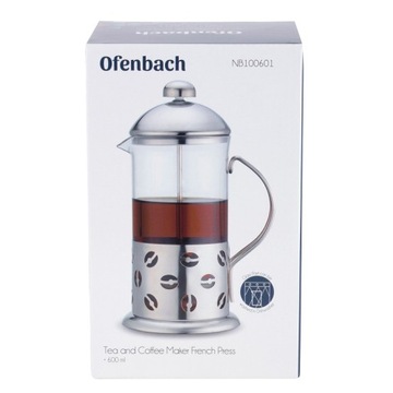 ZAPARZACZ DO HERBATY KAWY ZIÓŁ STAL SZKŁO 600ml OFENBACH