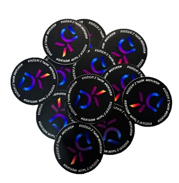 NAKLEJKI ETYKIETY Z TWOIM LOGO OKRĄGŁE REKLAMOWE KOLOROWE 5CM 90SZT