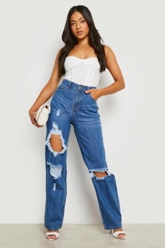 Z3E012 BOOHOO SPODNIE DAMSKIE PETIT JEANSOWE S