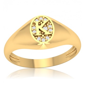 ЗОЛОТАЯ ПЕЧАТЬ С БУКВОЙ К, УКРАШЕННАЯ ЦИРКОНИЕМ 333