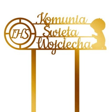 Topper Komunia Przyjęcie toper dekoracja na tort złota TKZ-10