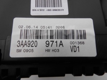 PŘÍSTROJOVÁ DESKA 3AA920971A VW PASSAT B7 3AA 2.0TDI 2014R.