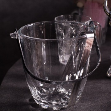 Wiaderko Szklany Cooler Pojemnik na lód 880 ml i szczypce Altom Design