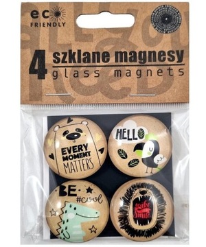 SZKLANE MAGNESY Z KOLOROWYM NADRUKIEM 4SZT