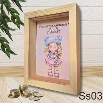 3D деревянная копилка со стеклом, персонализированная с именем, отличный подарок