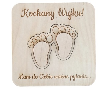 Drewniana Tabliczka z Pytaniem do Wujka - Chrzestny/Chrzest Święty