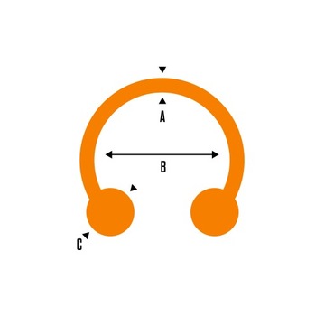 серьга ПОДКОВА синяя СТАЛЬ 316L 1,2/8/3 мм