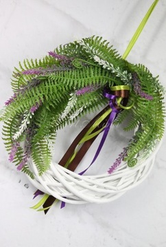 Плетеный венок, папоротник, вереск, украшение ФИОЛЕТОВЫЙ