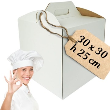 Mocne pudełko na tort 30x30x25 cm z rączką