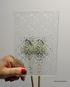 Szyba do drzwi wewnętrznych 54x40 cm szkło ornamentowe Moresco koniczyna