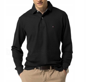 TOMMY HILFIGER BLUZA POLO DŁUGI RĘKAW r. S