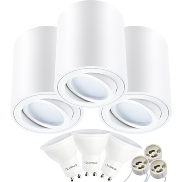 3x Oprawa Natynkowa HALOGENOWA SPOT TUBA +LED GU10