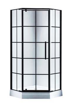 LOFT ! Czarna Kabina 80x80 + Brodzik 14cm 5 Kątna
