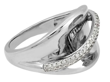 Srebrny pierścionek błyszczący 925 nowoczesny z cyrkoniami rozmiar 20 modny
