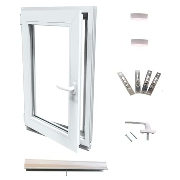 Okno PCV białe 40x80 LEWE, nowe 400x800 mm rozwierno uchylne, dwuszybowe