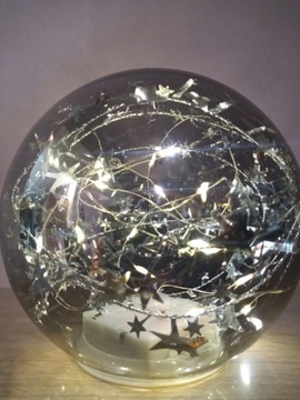 Набор из 3 светодиодных стеклянных шаров со звездами - Декоративные новогодние украшения 15 см