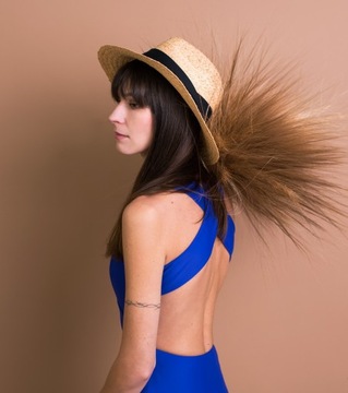 Женская шляпа из рафии, темно-синяя, натуральная, воздушная, легкая, пляжная, летняя