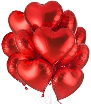 Balony Foliowe Serca Czerwone Walentynki Hel 10szt