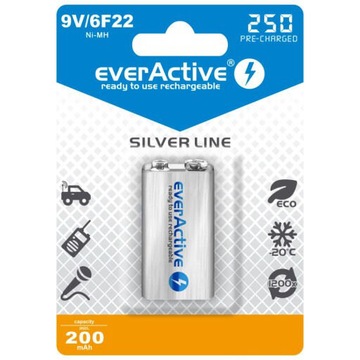 2 аккумулятора 6F22 9В + зарядное устройство Everactive SET