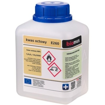 Kwas octowy Biomus 500 ml czystość 80% do zwalczania motylicy barciaka