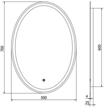 ЗЕРКАЛО MEXEN ELZ СО СВЕТОДИОДНОЙ ПОДСВЕТКОЙ 50 Х 70 СМ