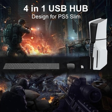 USB-концентратор для PS5 SLIM РАСШИРИТЕЛЬ USB-ПОРТОВ 4-в-1, СОВМЕСТИМЫЙ С PS5 SLIM