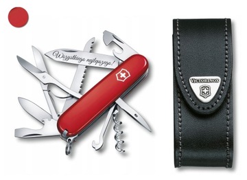 Victorinox 1.3713, scyzoryk Huntsman + etui skórzane + grawer na ostrzu