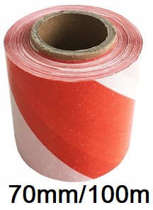 TAŚMA OSTRZEGAWCZA 70mm/100m biało-czerwona 7cm wygrodzeniowa oznaczeniowa