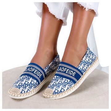 ESPADRYLE SLIP ON DAMSKIE Z NAPISAMI PLECIONE r 37