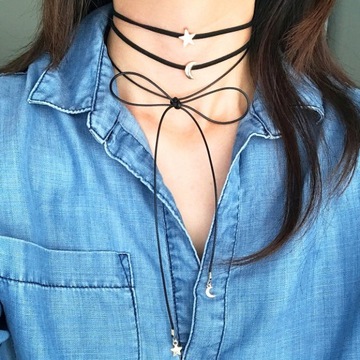 Naszyjnik Choker PRZY SZYI Boho obroża gothic
