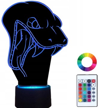 Lampka Nocna z Imieniem Wąż Kobra 3D Led Grawer