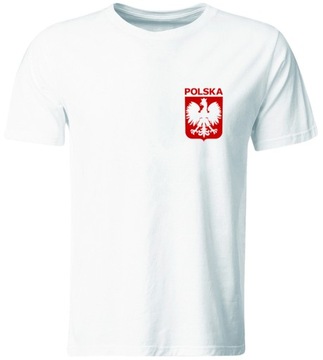 KOSZULKA DLA KIBICA REPREZENTACJI POLSKI Z GODŁEM, BIAŁA, ROZ. M