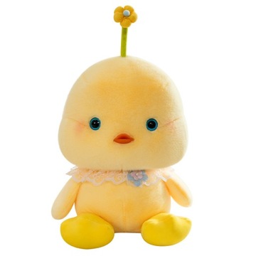 MASKOTKA PLUSZAK PRZYTULANKA ZABAWKA SŁODKI ŻÓŁTY KURCZAK Z KOKARDĄ 20 cm