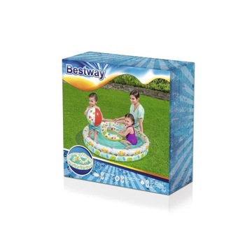 Bestway 51124 Zestaw Basenik dmuchany do pływania 1.22m x 20cm, Koło 46cm,