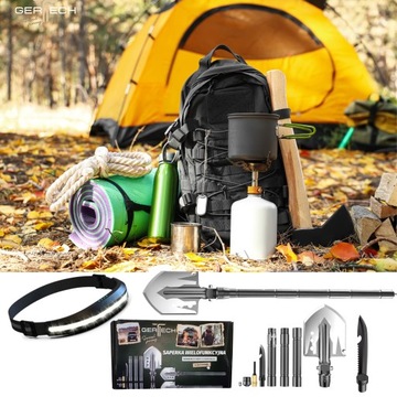 МНОГОФУНКЦИОНАЛЬНАЯ тактическая лопата GERTECH Survival Shovel + БЕСПЛАТНЫЙ фонарик