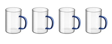 СТАКАНЫ С ТЕМНО-СИНЕЙ РУЧКОЙ MGHOME SET 4x 300мл